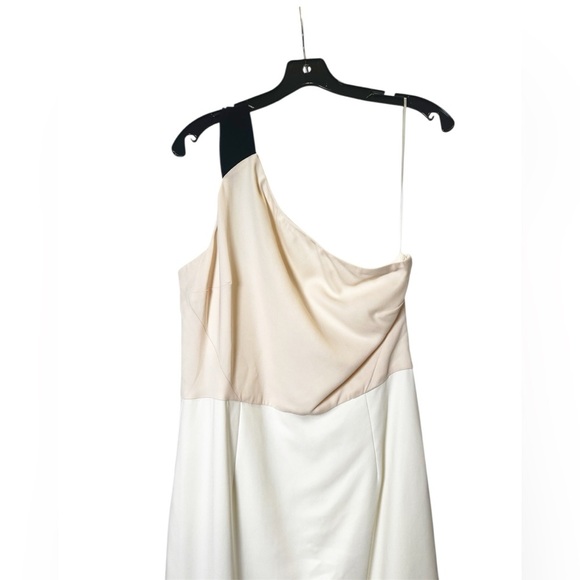 REISS Riana Color block Bodycon Dress in White/Nude/Black Womens Size 10 - Picture 7 of 11